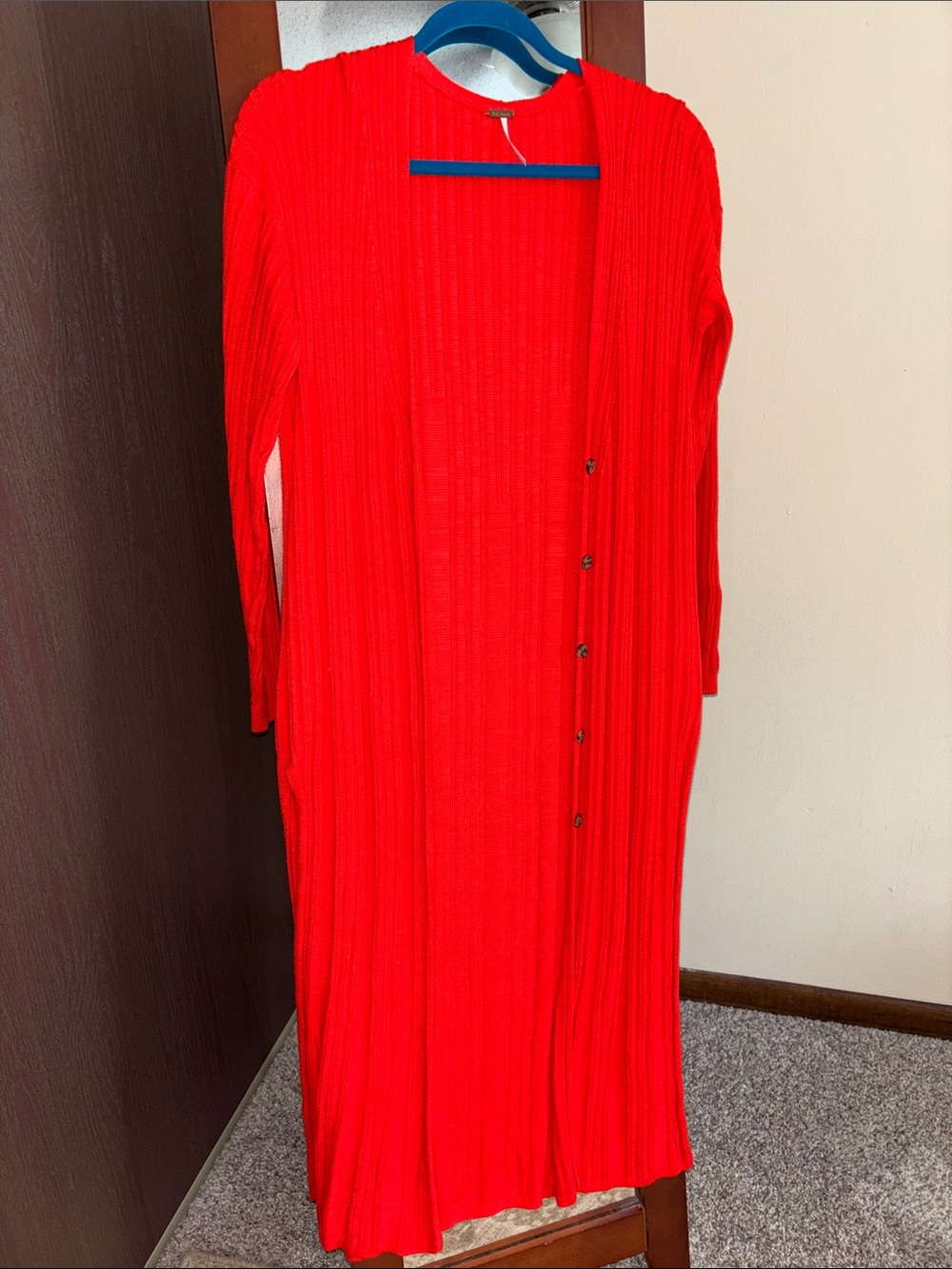 Free People Long Sleeve Oversized Cardigan Orange Size Small